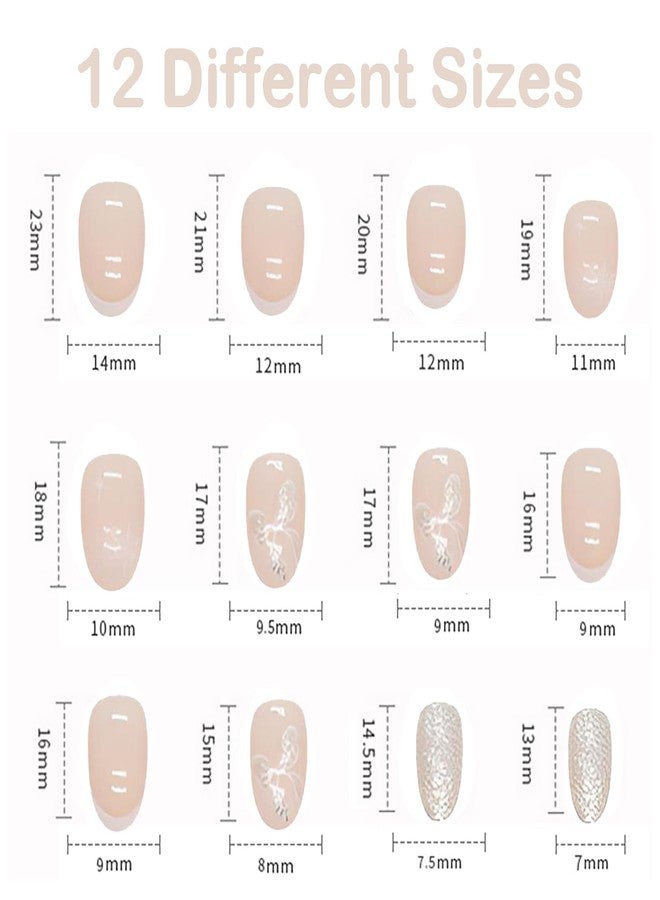winthrop Christmas Press On Nails Short Medium Almond Fake Nails, French Snowflake Bow Glitter Acrylic Full Cover False Nails Set, Natural Perfectly Reusable Stick On Nails Suitable for Women Girls - Image 5